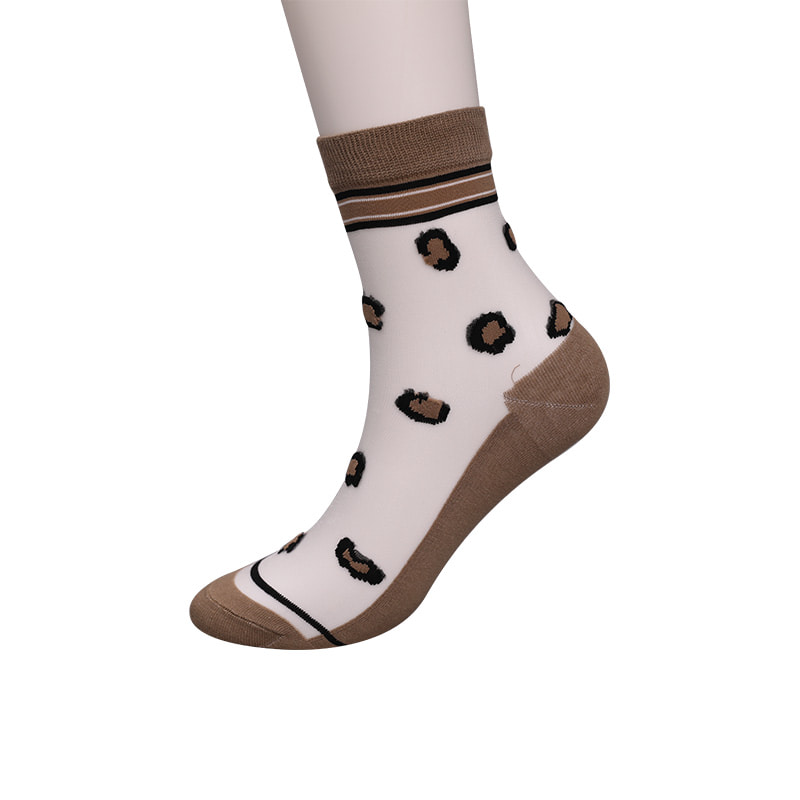 Mode transparent nylon soie coton bas femmes chaussettes motif léopard fleur transparent soie femmes chaussettes cristal soie femmes chaussettes WSD1939