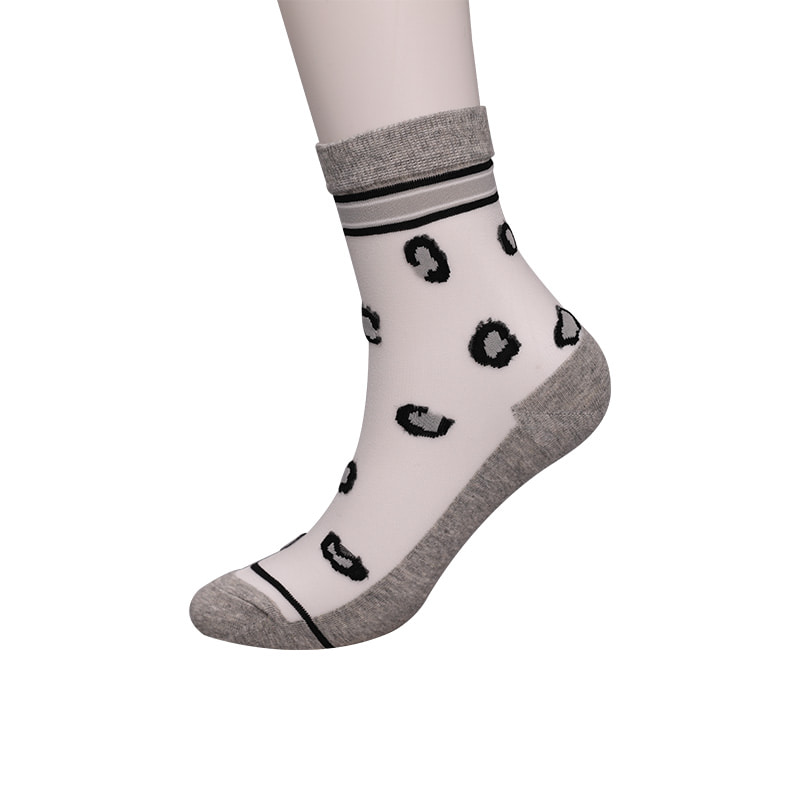 Mode transparent nylon soie coton bas femmes chaussettes motif léopard fleur transparent soie femmes chaussettes cristal soie femmes chaussettes WSD1939
