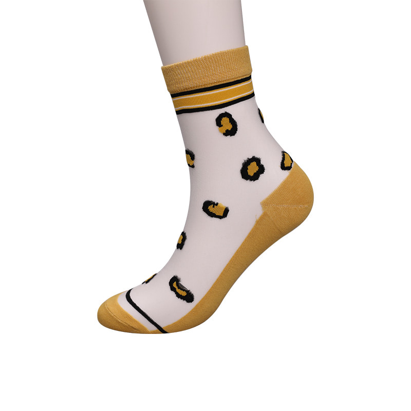 Mode transparent nylon soie coton bas femmes chaussettes motif léopard fleur transparent soie femmes chaussettes cristal soie femmes chaussettes WSD1939
