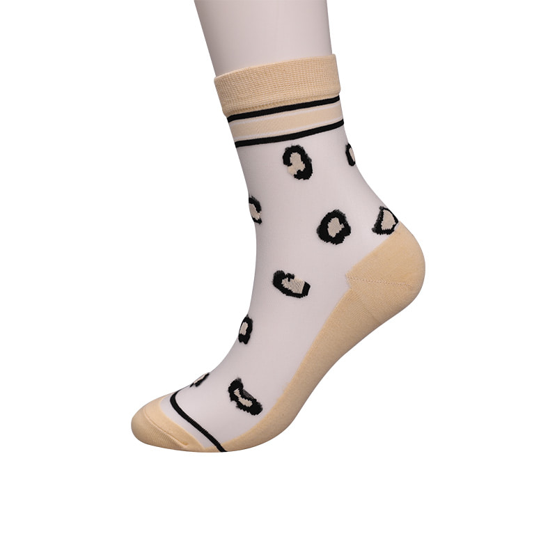 Mode transparent nylon soie coton bas femmes chaussettes motif léopard fleur transparent soie femmes chaussettes cristal soie femmes chaussettes WSD1939