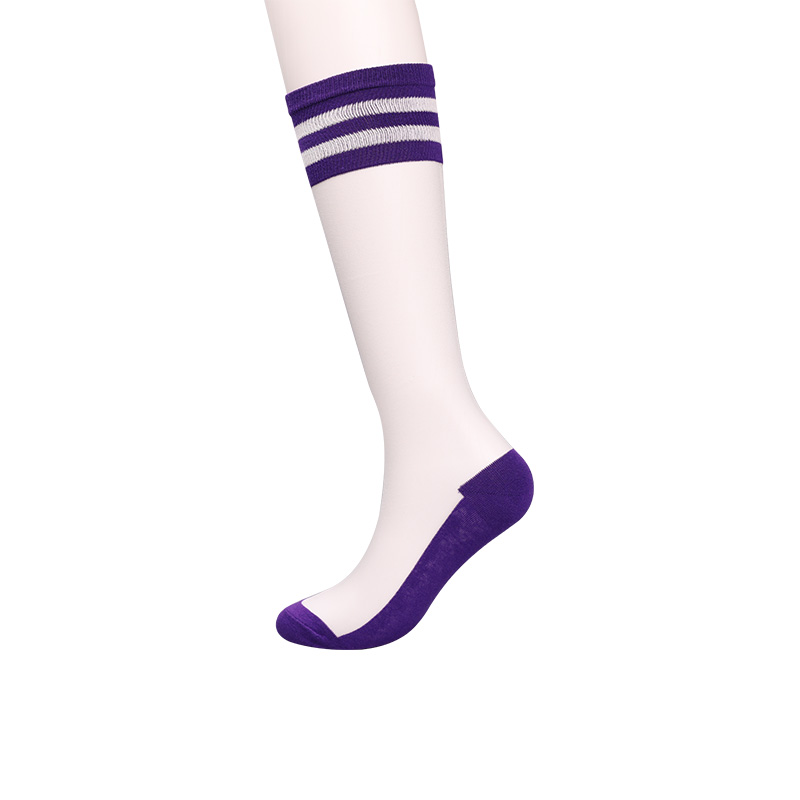 Mode nylon transparent soie coton bas haut Luokou horizontal rayé fleur cristal soie midi et demi chaussettes WSD1951