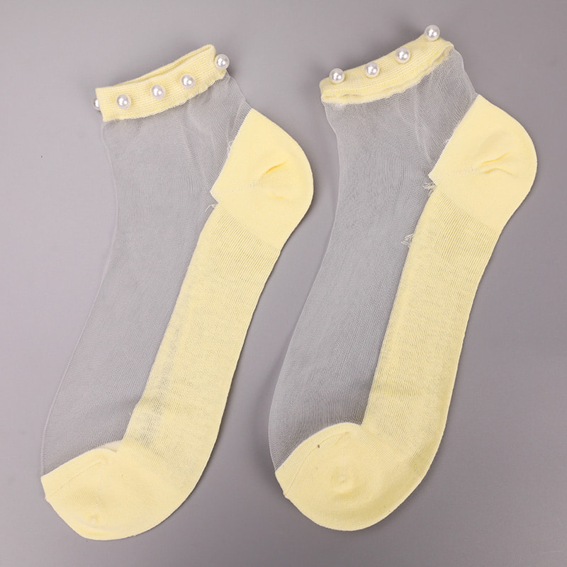 Mode nylon transparent soie coton bas femmes bateau chaussettes haut perle verre cristal soie femmes bateau chaussettes WSD1288