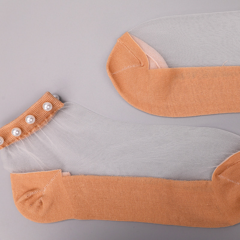 Mode nylon transparent soie coton bas femmes bateau chaussettes haut perle verre cristal soie femmes bateau chaussettes WSD1288