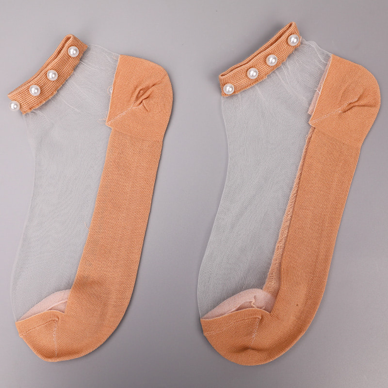 Mode nylon transparent soie coton bas femmes bateau chaussettes haut perle verre cristal soie femmes bateau chaussettes WSD1288