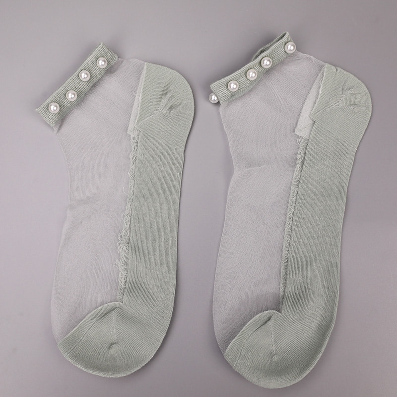 Mode nylon transparent soie coton bas femmes bateau chaussettes haut perle verre cristal soie femmes bateau chaussettes WSD1288