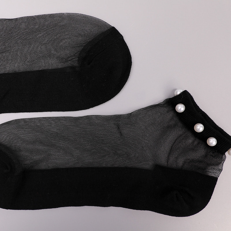 Mode nylon transparent soie coton bas femmes bateau chaussettes haut perle verre cristal soie femmes bateau chaussettes WSD1288