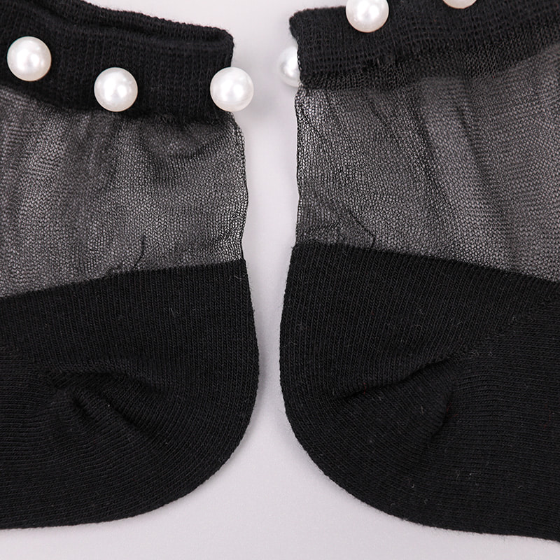 Mode nylon transparent soie coton bas femmes bateau chaussettes haut perle verre cristal soie femmes bateau chaussettes WSD1288