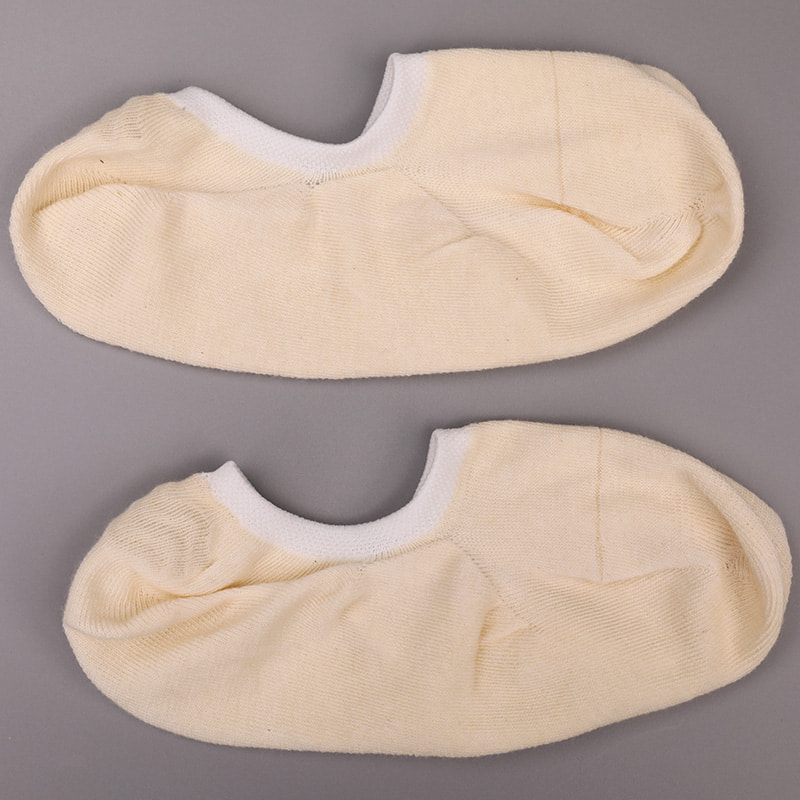 Chaussettes femme invisibles cousues main en coton de couleur naturelle, maille, WSD1401