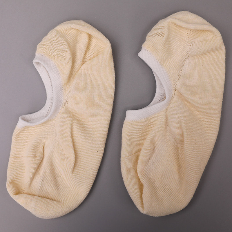 Chaussettes femme invisibles cousues main en coton de couleur naturelle, maille, WSD1401