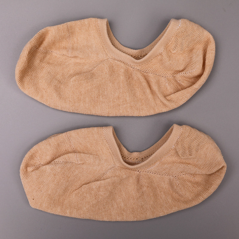 Chaussettes femme invisibles cousues main en coton de couleur naturelle, maille, WSD1401