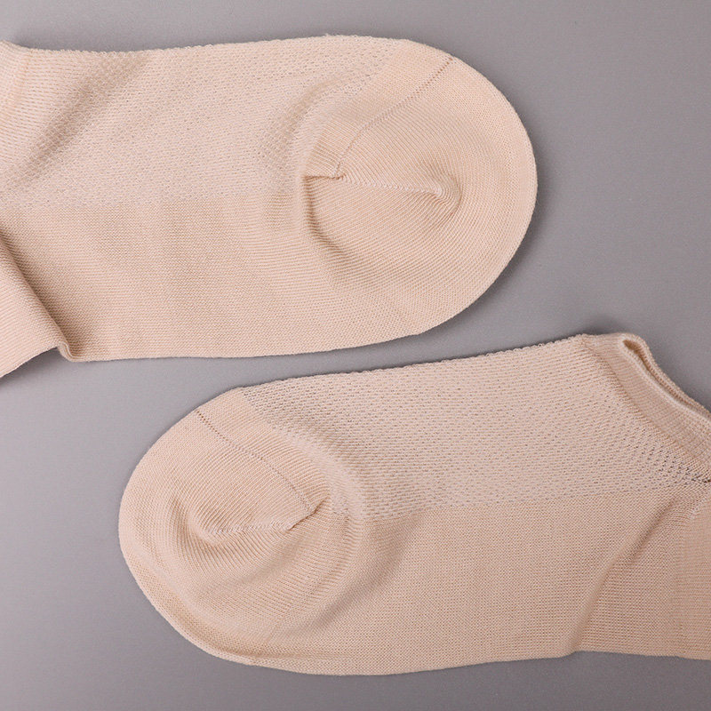 Chaussettes femme ultra fines en coton peigné, nylon et spandex uni demi-maille cousues main WSD1673