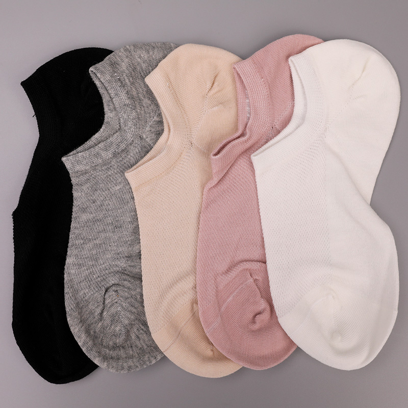 Chaussettes femme ultra fines en coton peigné, nylon et spandex uni demi-maille cousues main WSD1673
