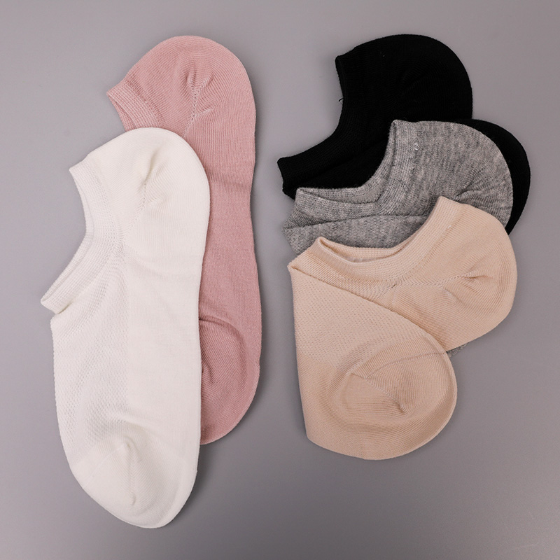 Chaussettes femme ultra fines en coton peigné, nylon et spandex uni demi-maille cousues main WSD1673