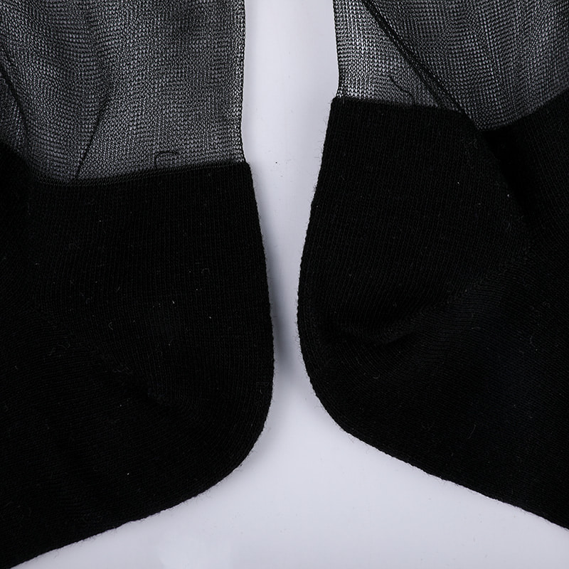 Mode verre soie coton bas femmes chaussettes couture transparente soie nœud papillon femmes chaussettes cristal soie femmes chaussettes WSD1911