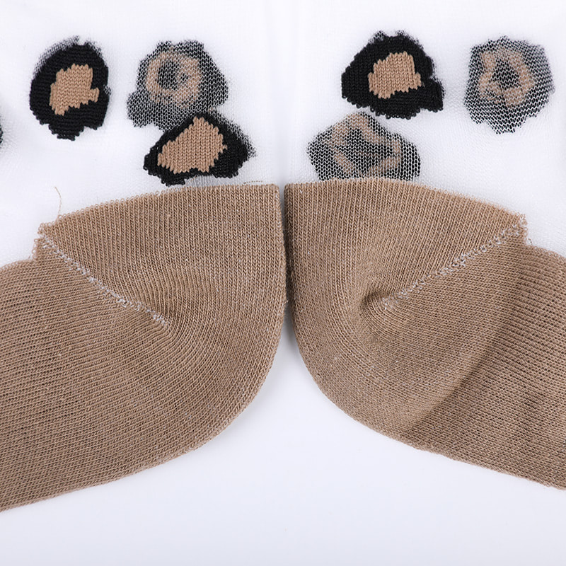 Mode transparent nylon soie coton bas femmes chaussettes motif léopard fleur transparent soie femmes chaussettes cristal soie femmes chaussettes WSD1939