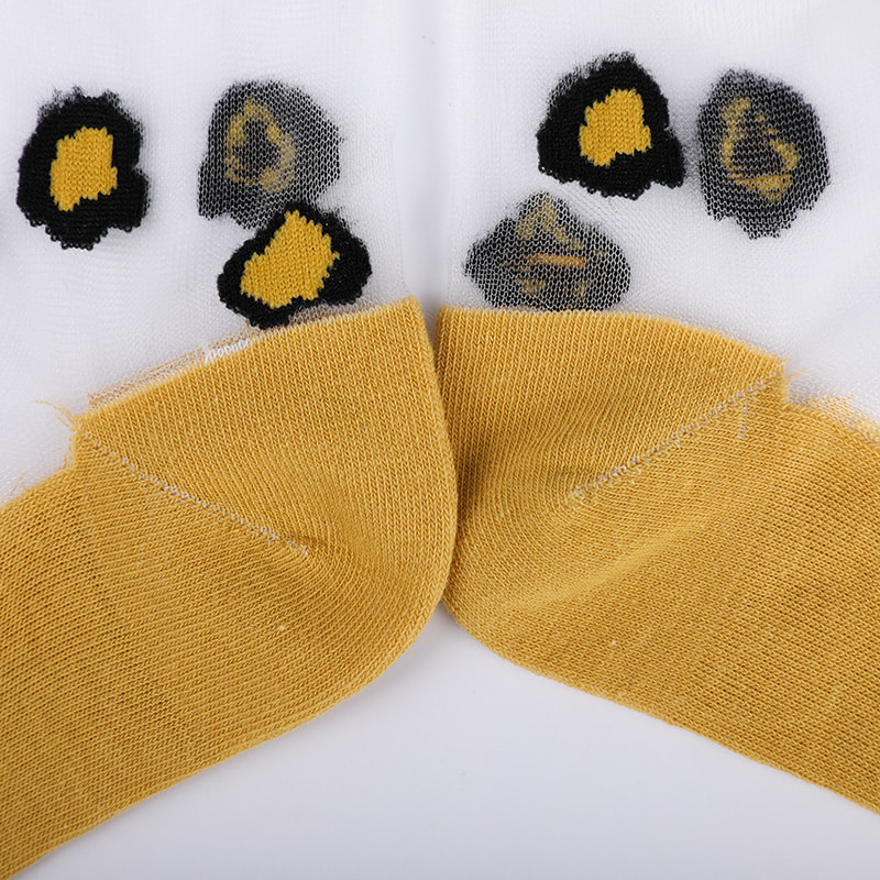 Mode transparent nylon soie coton bas femmes chaussettes motif léopard fleur transparent soie femmes chaussettes cristal soie femmes chaussettes WSD1939