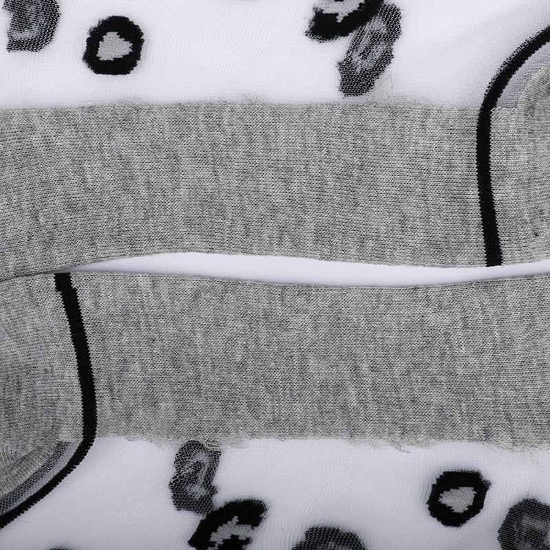 Mode transparent nylon soie coton bas femmes chaussettes motif léopard fleur transparent soie femmes chaussettes cristal soie femmes chaussettes WSD1939