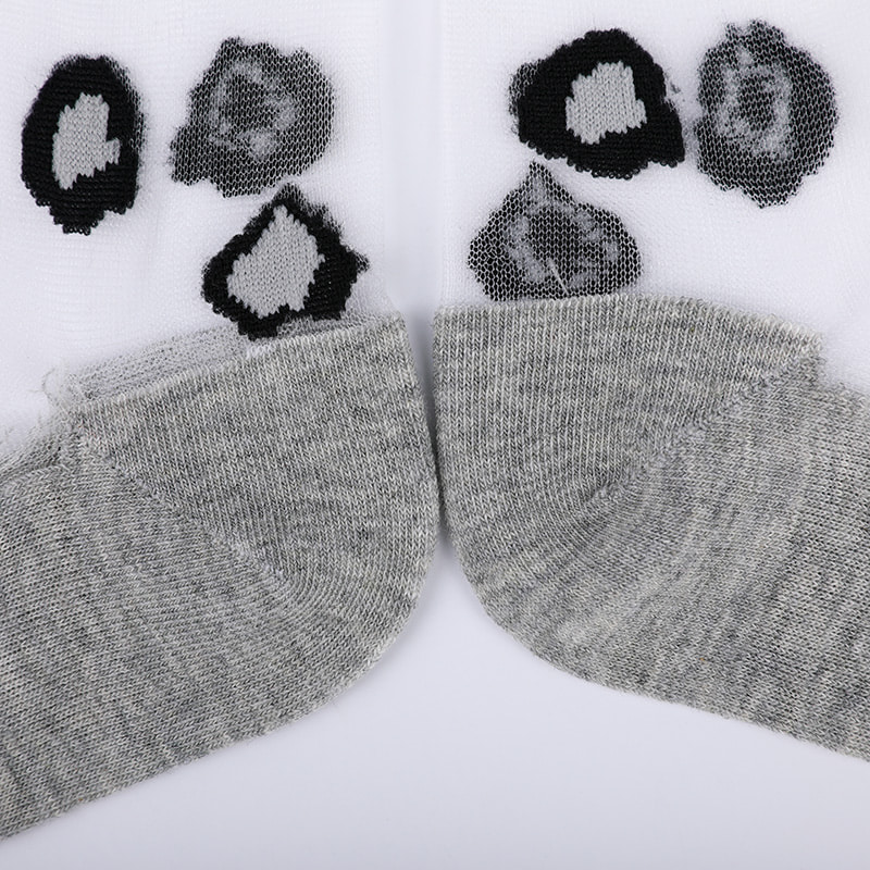 Mode transparent nylon soie coton bas femmes chaussettes motif léopard fleur transparent soie femmes chaussettes cristal soie femmes chaussettes WSD1939