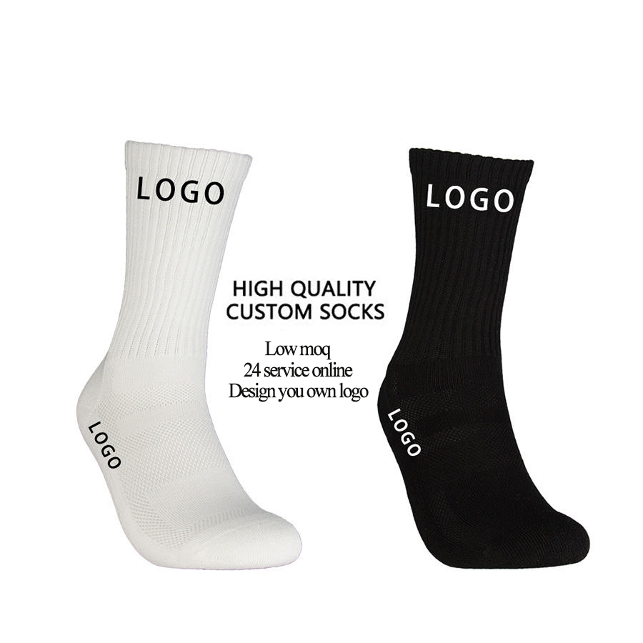 Chaussettes de sport décontractées avec lettres noires pour hommes, chaussettes de course, d'athlétisme, de basket-ball, avec Logo personnalisé, vente en gros