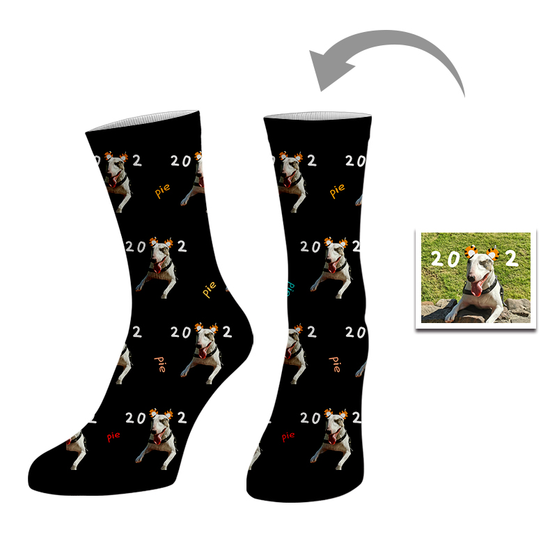 Chaussettes imprimées en 3D, taille personnalisée, talon noir, blanc, polyester, quantité, visage personnalisé