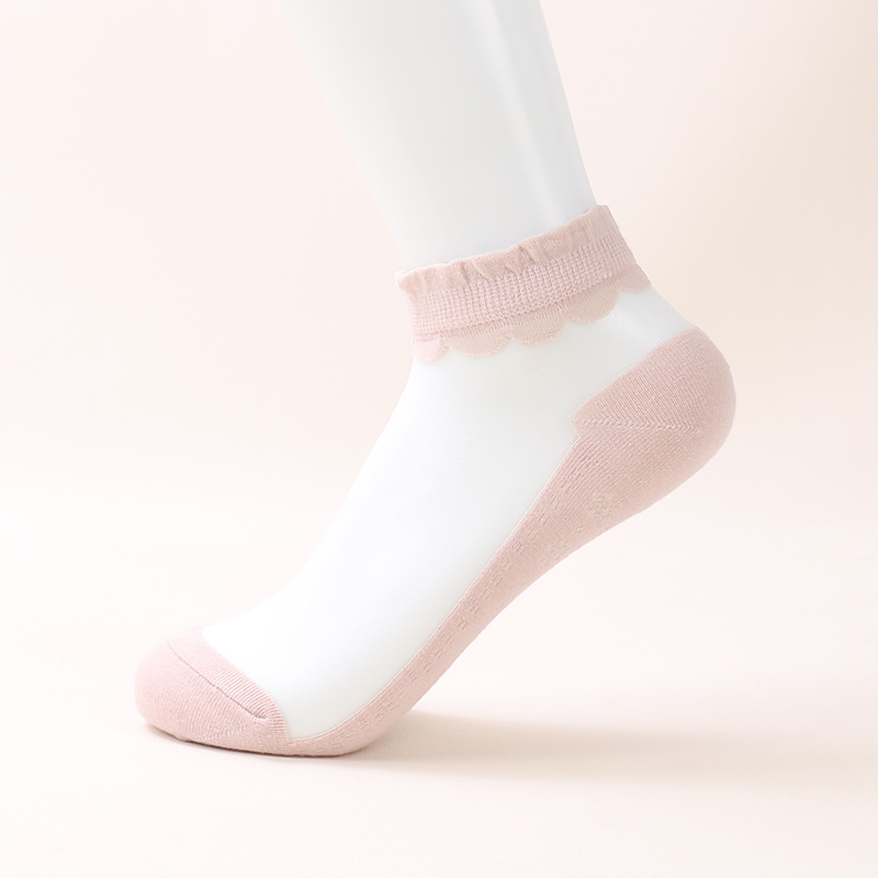 Chaussettes invisibles colorées en soie cristal pour femmes, coupe basse, transparentes, à la mode, offre spéciale d'été