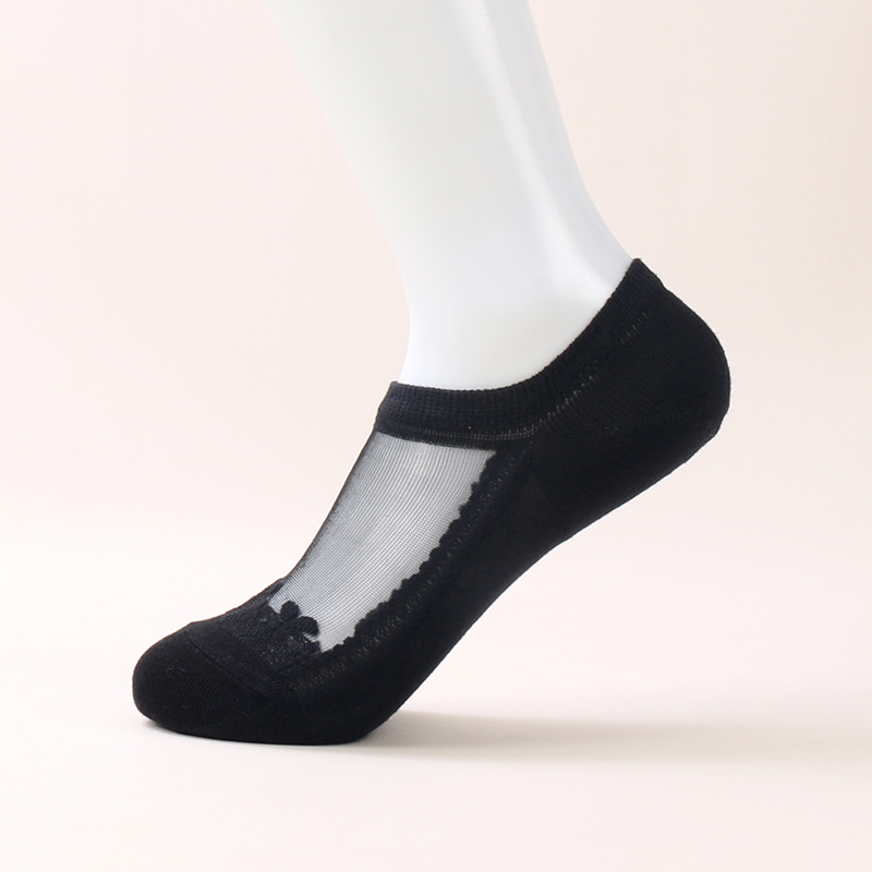 Fabricant de chaussettes d'été en dentelle de cristal pour femmes, chaussettes Sexy en dentelle de soie transparente