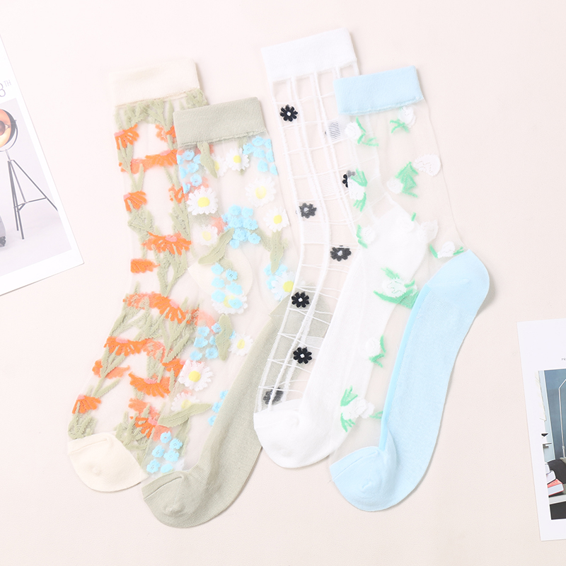 Chaussettes fines d'été pour femmes, vente en gros, chaussettes transparentes à la mode