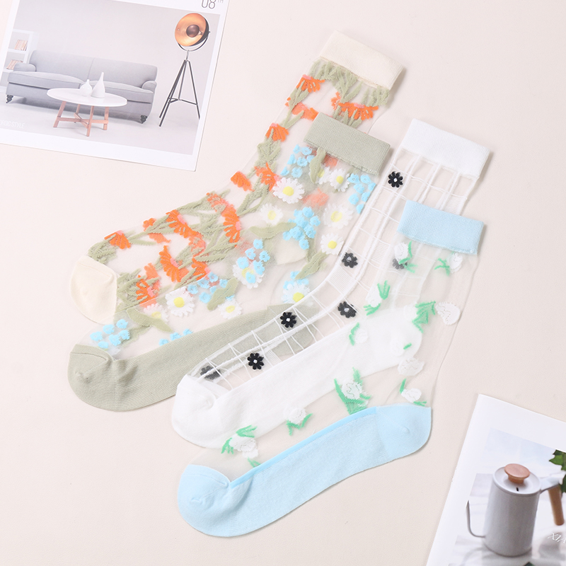 Chaussettes fines d'été pour femmes, vente en gros, chaussettes transparentes à la mode