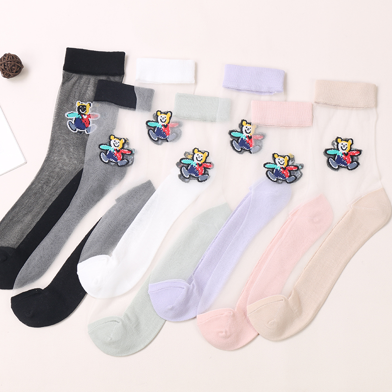 Chaussettes transparentes ultra fines colorées pour femmes, vente en gros d'été