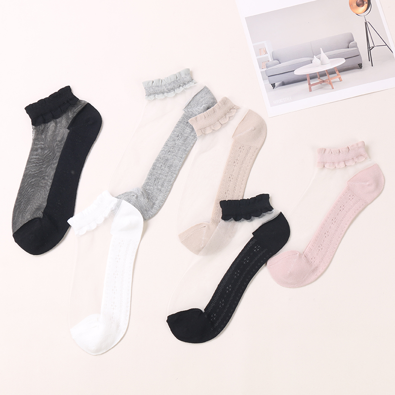 Chaussettes invisibles colorées en soie cristal pour femmes, coupe basse, transparentes, à la mode, offre spéciale d'été