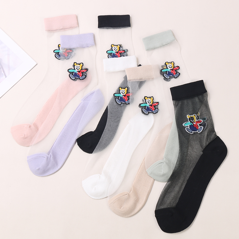 Chaussettes transparentes ultra fines colorées pour femmes, vente en gros d'été