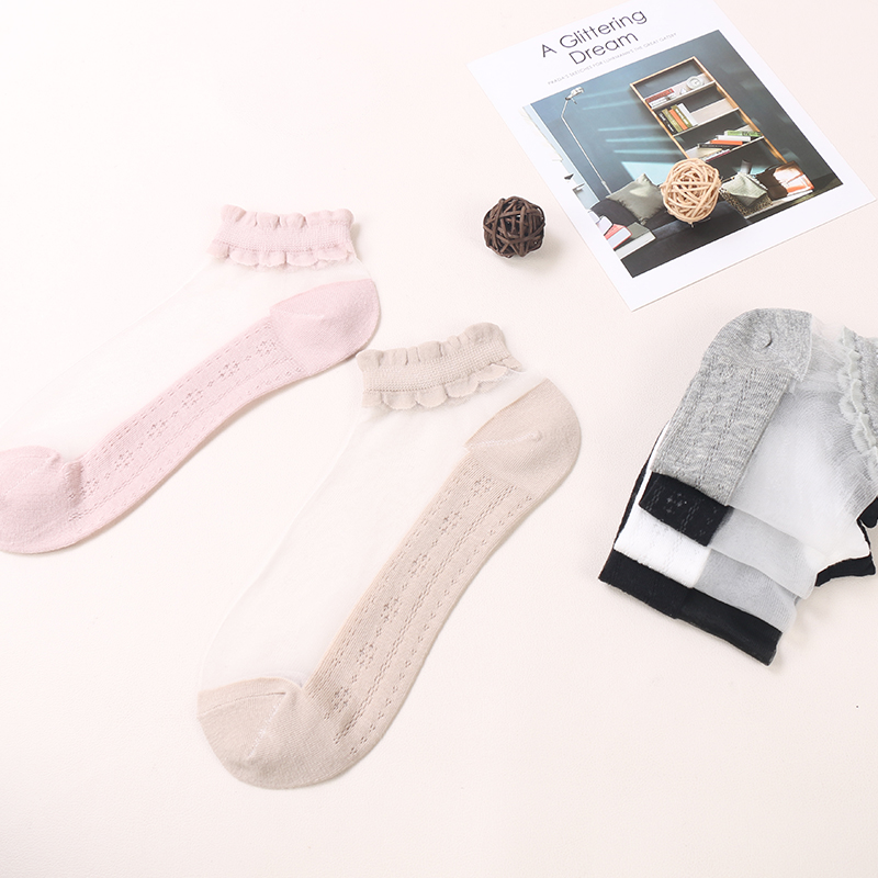 Chaussettes invisibles colorées en soie cristal pour femmes, coupe basse, transparentes, à la mode, offre spéciale d'été