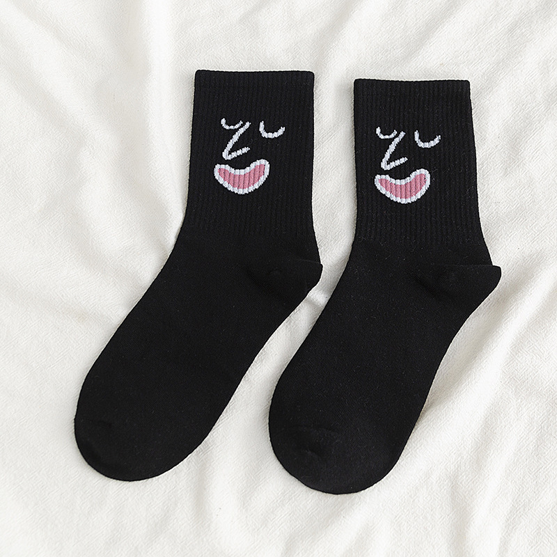 Tube personnalisé mignon automne heureux nouveauté drôle coton Unique sourire équipage chaussettes unisexe