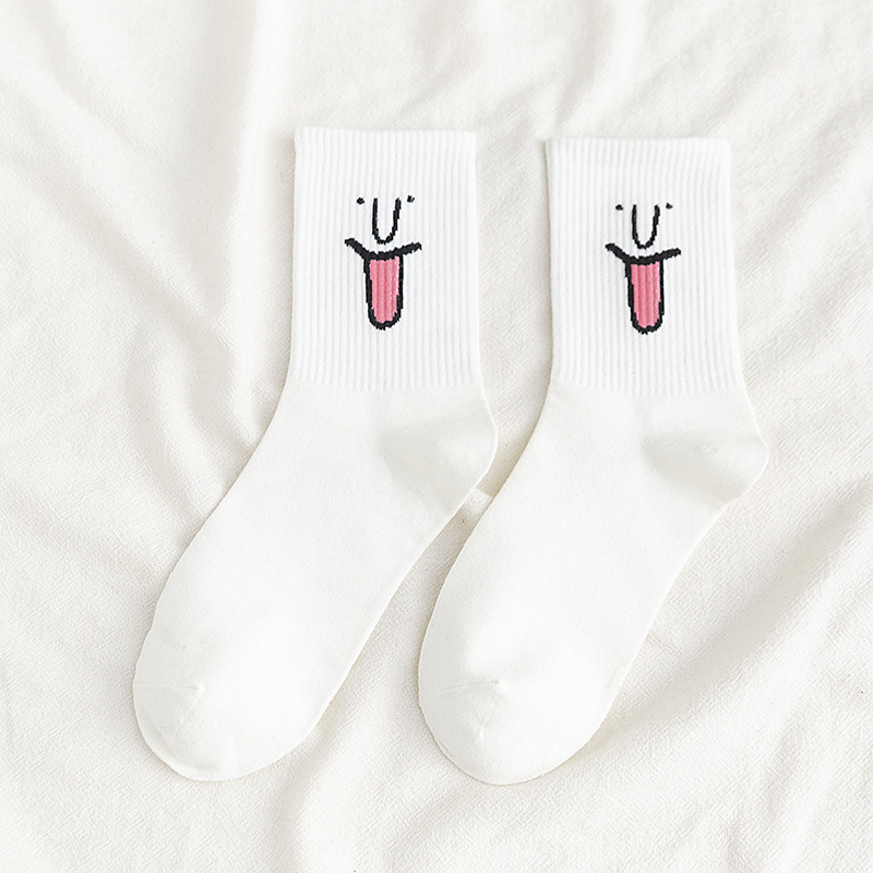 Tube personnalisé mignon automne heureux nouveauté drôle coton Unique sourire équipage chaussettes unisexe