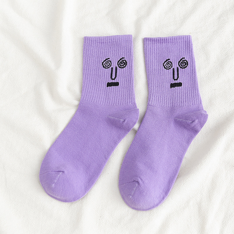 Tube personnalisé mignon automne heureux nouveauté drôle coton Unique sourire équipage chaussettes unisexe