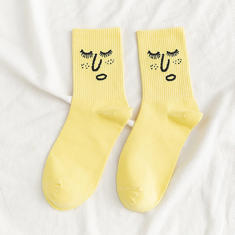 Tube personnalisé mignon automne heureux nouveauté drôle coton Unique sourire équipage chaussettes unisexe