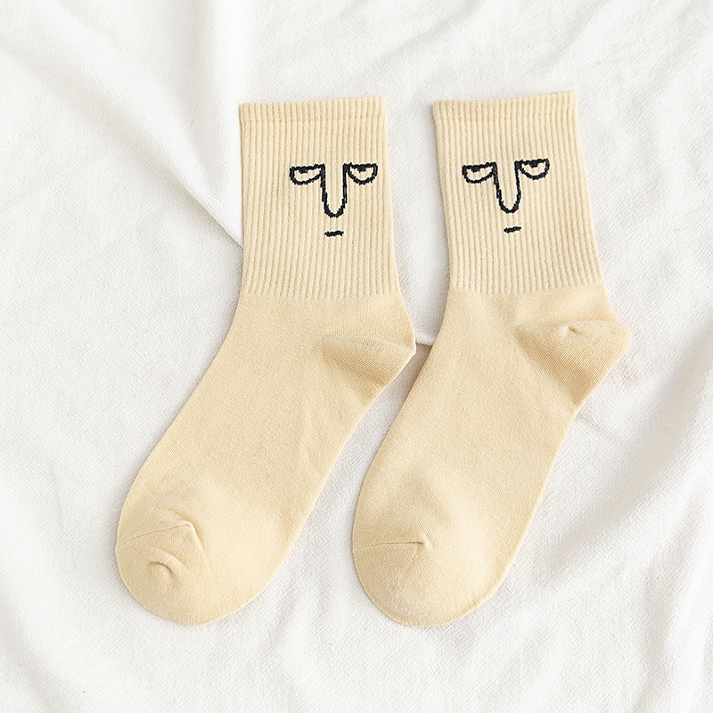 Tube personnalisé mignon automne heureux nouveauté drôle coton Unique sourire équipage chaussettes unisexe