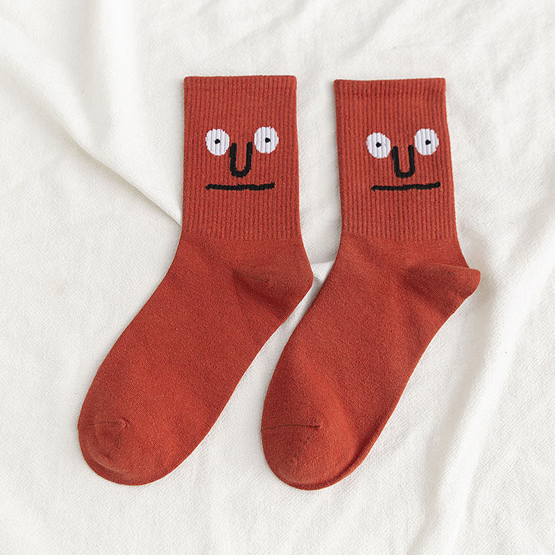 Tube personnalisé mignon automne heureux nouveauté drôle coton Unique sourire équipage chaussettes unisexe