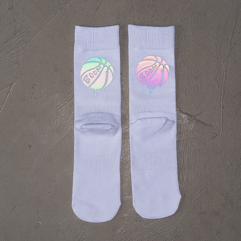 Ins – chaussettes réfléchissantes en coton peigné, absorbant la sueur, équipe de Sport, Cool, basket-ball