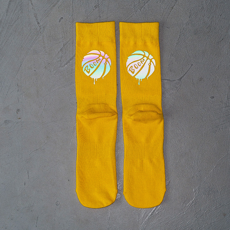 Ins – chaussettes réfléchissantes en coton peigné, absorbant la sueur, équipe de Sport, Cool, basket-ball