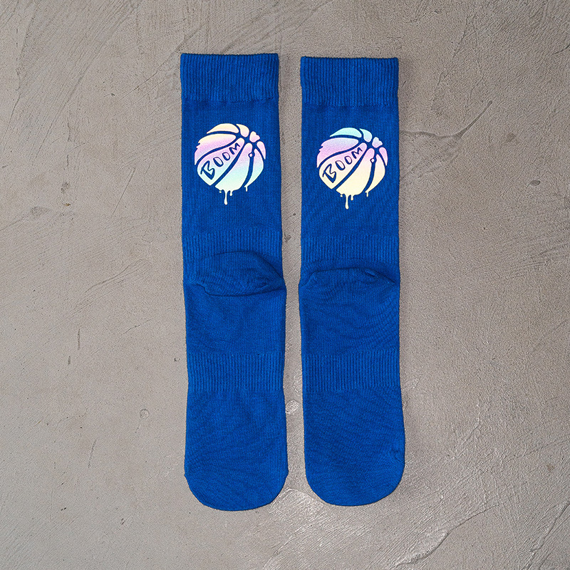 Ins – chaussettes réfléchissantes en coton peigné, absorbant la sueur, équipe de Sport, Cool, basket-ball