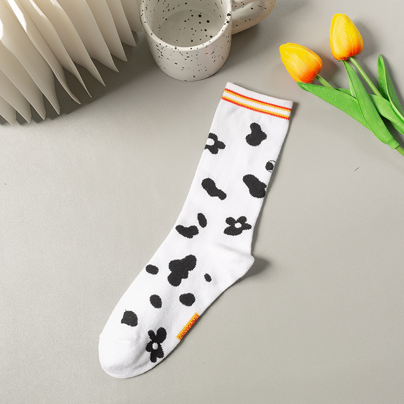 Chaussettes en coton pour femmes coréennes, vente en gros, animaux heureux, mignons, à la mode, pour équipage