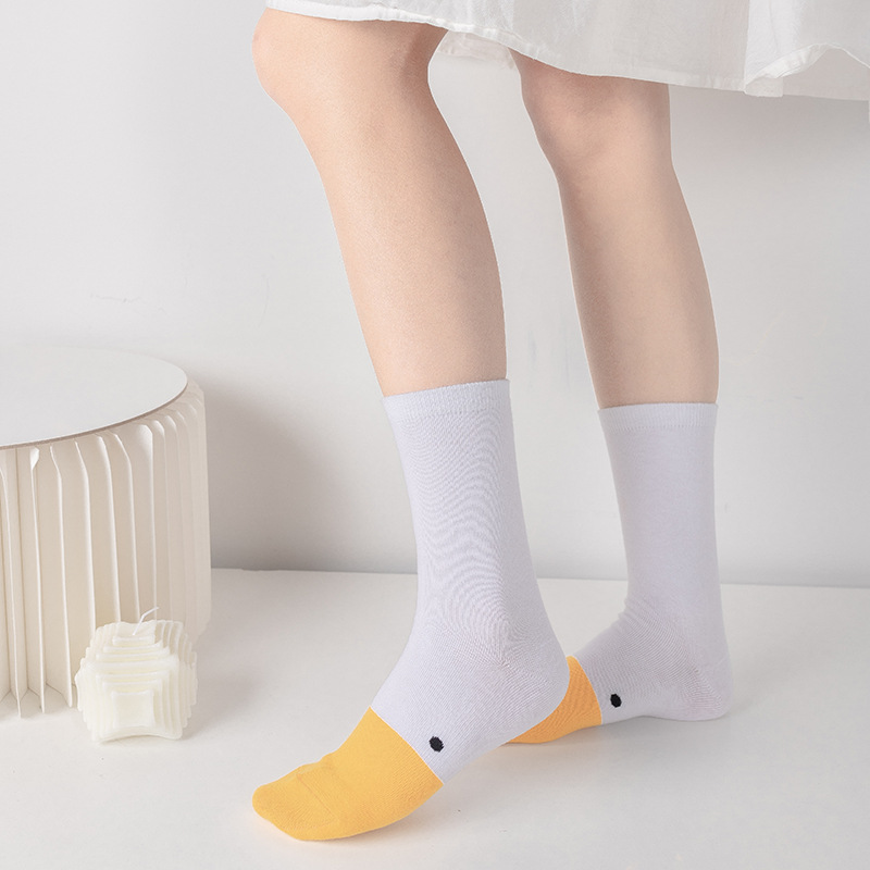 Chaussettes en coton pour femmes coréennes, vente en gros, animaux heureux, mignons, à la mode, pour équipage