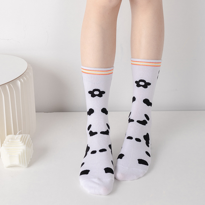 Chaussettes en coton pour femmes coréennes, vente en gros, animaux heureux, mignons, à la mode, pour équipage