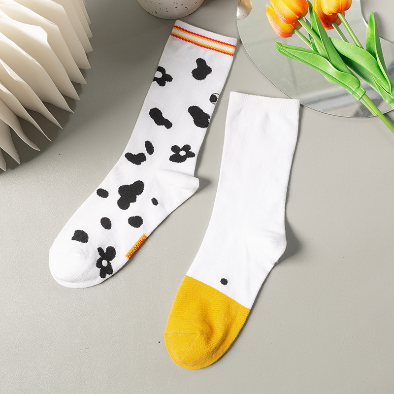 Chaussettes en coton pour femmes coréennes, vente en gros, animaux heureux, mignons, à la mode, pour équipage