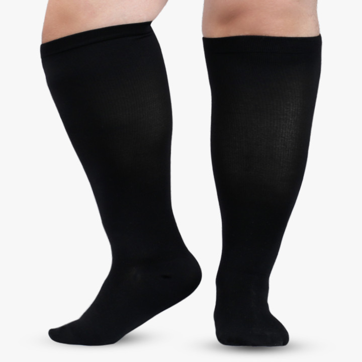 Chaussettes à haute compression de genou de conception personnalisée OEM, chaussettes surdimensionnées de grande taille