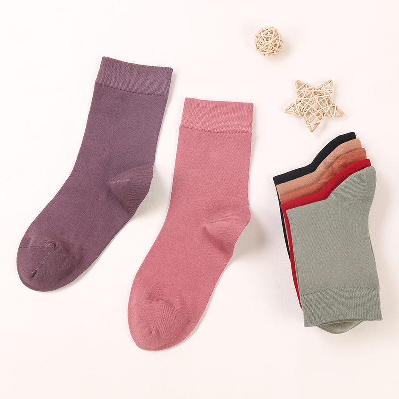 Chaussettes en coton peigné doux et confortables pour femmes, Design Simple, mode mi-équipage