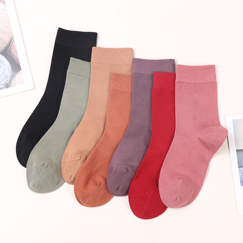 Chaussettes en coton peigné doux et confortables pour femmes, Design Simple, mode mi-équipage