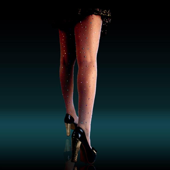 Collants résille Sexy pour femmes, culotte en Nylon avec strass, bas brillant, nouvelle collection