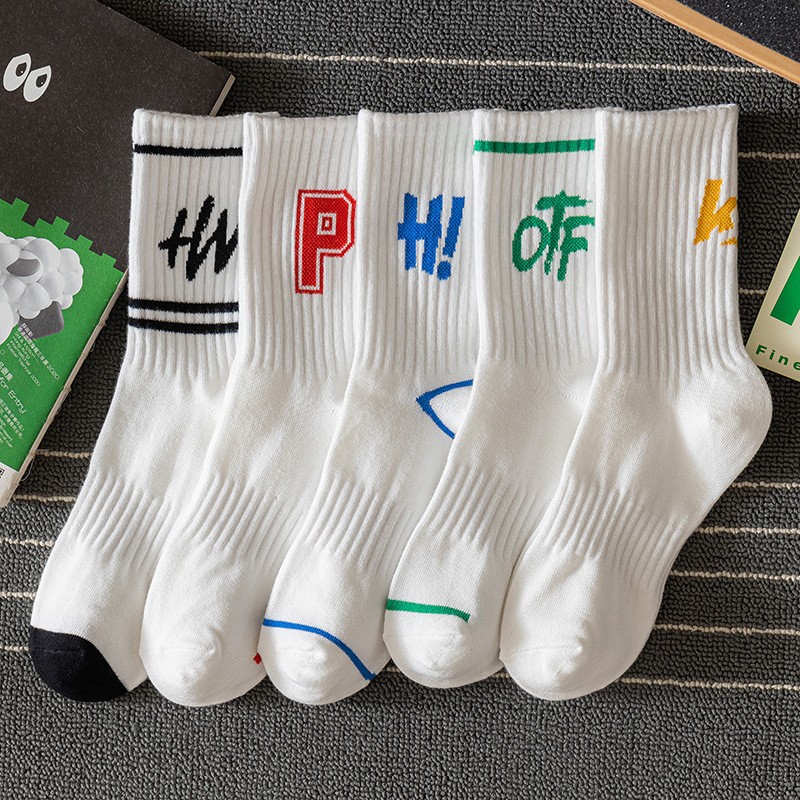 Chaussettes d'équipage personnalisées en tricot Jacquard, couleur unie, Style de rue, lettres Hip Hop, sport, personnalisées